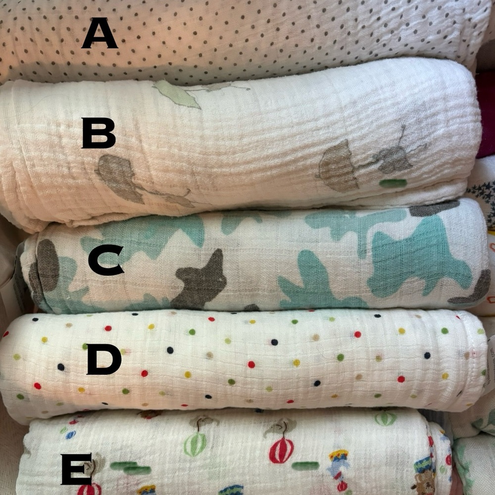 aden + anais Muslin Swaddle Blankets - White, Gray, Green, Red